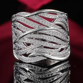 Luxury Personality Women Rings Women Fashion Party Accessories Shiny Small Cubic Zirconia