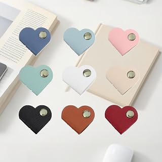 9 Leather Heart Shaped Cable Holders - Cute Cord Organizer for USB, Charger, Desk Cables