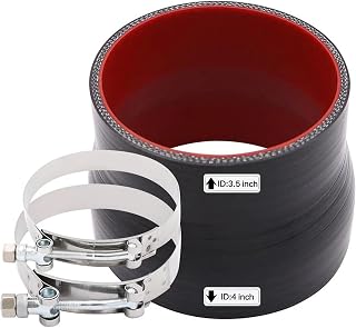TuoLauthon ID 3.5 to 4 inch Silicone Coupler Straight Reducer Hose 4-Ply | 89-102mm Wall Thickness 5mm Length 3inch, Turbo Boot Tube/Intake Exhaust/Intercooler Coolant Pipe, includes 2 T-Bolt Clamps