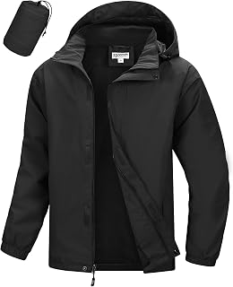 33,000ft Mens Waterproof Jacket Breathable Lightweight Outdoor Windproof Hooded Jacket