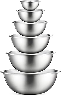 FineDine Stainless Steel Mixing Bowls Set, 6-Piece Metal Bowls | Stainless steel bowls, nesting design saves space, dishwasher safe, prep bowls, baking bowls, cooking bowls