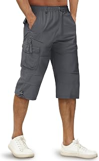 TACVASEN Short Cargo Décontracté Short Militaire 100% Coton pour Hommes avec Plusieurs Poches