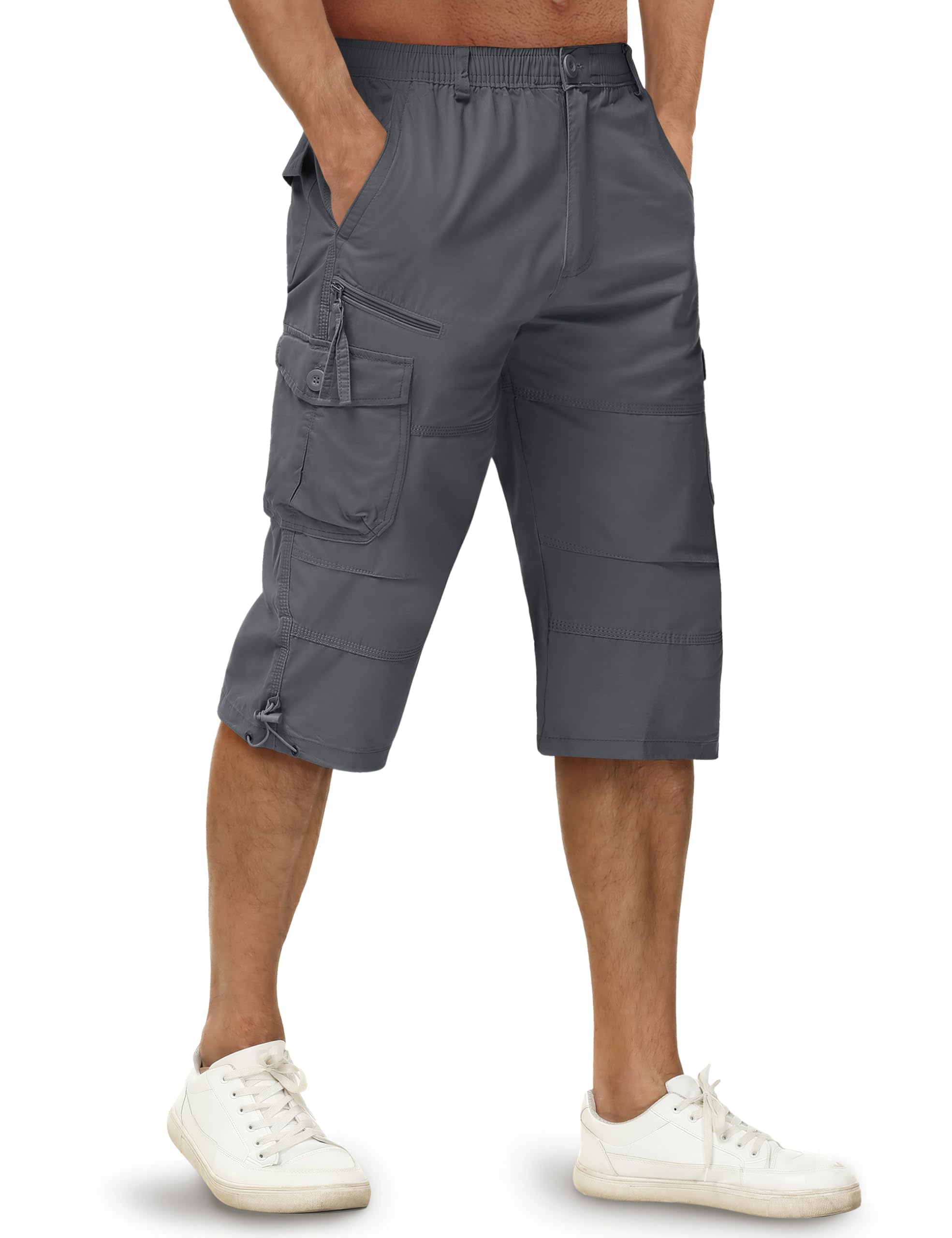 TACVASEN Short Cargo Décontracté Short Militaire 100% Coton pour Hommes avec Plu