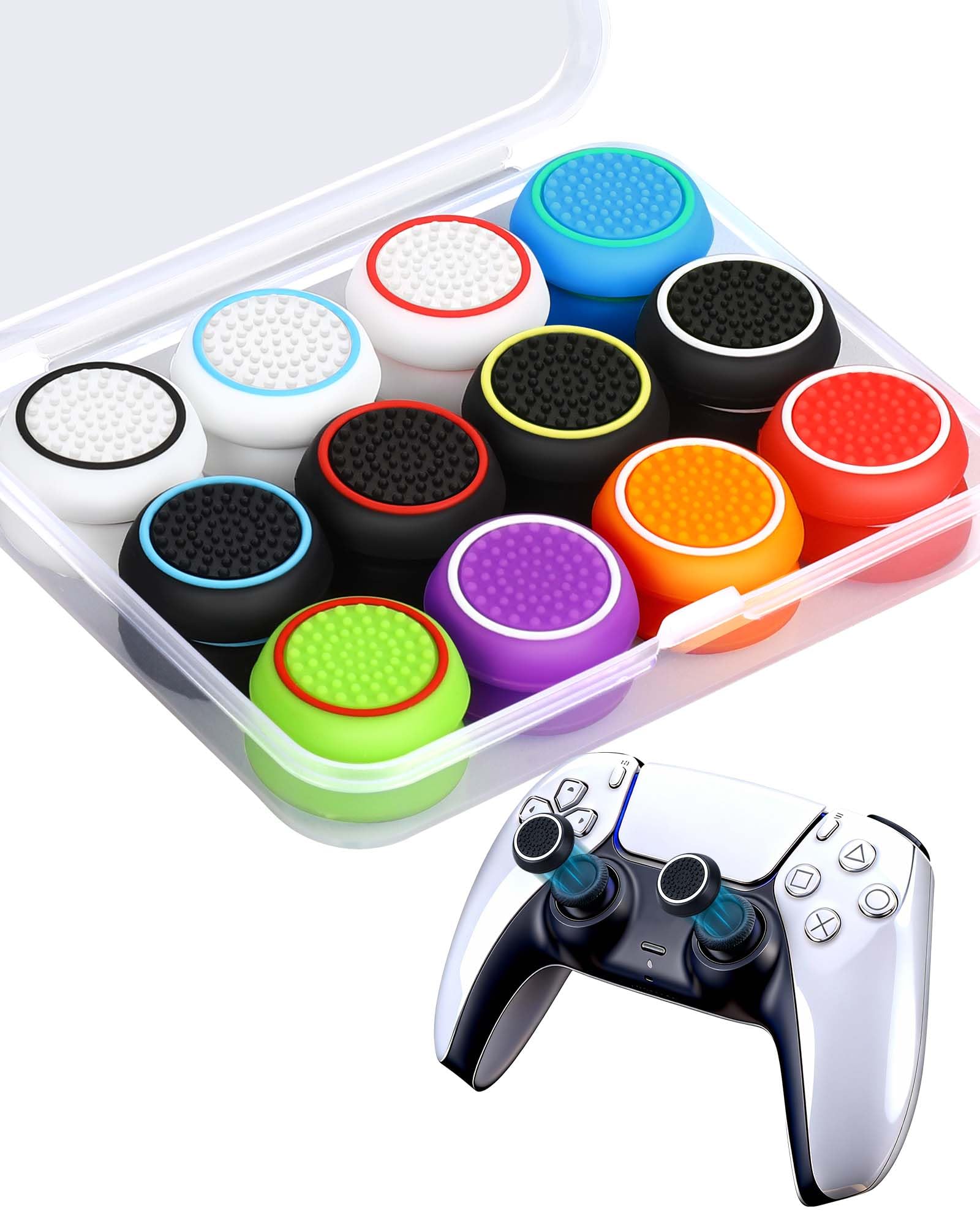 24 PCS Premium Silicone Thumb Grips for PS4/PS5/Xbox Controller, Multiple Colors