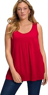 Ulla Popken Women's Plus Size Top, Fancy Pleats, A-line, Sleeveless 796470
