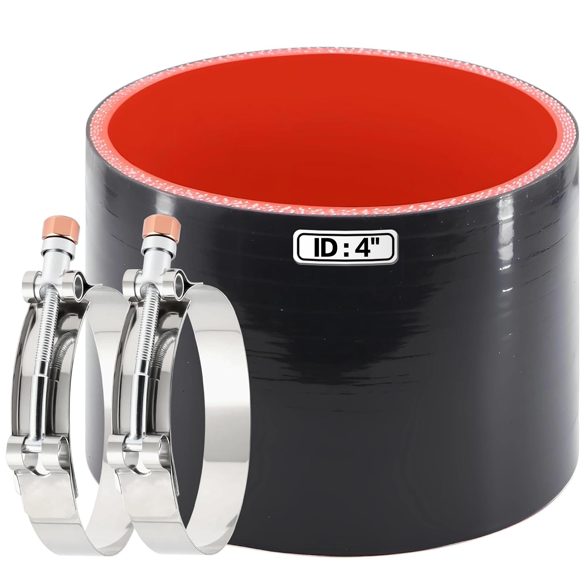 Silicone Straight Hose 4 inch(102mm) Coupler, Rubber 4-ply Reinforced 3 inch Len