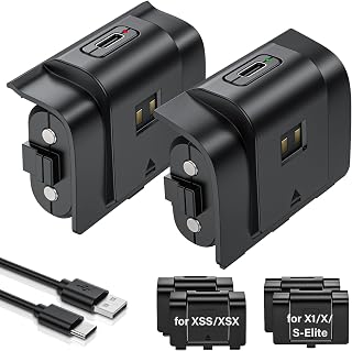 Rechargeable Controller Battery Pack for Xbox,2x4800mWh(2000mAh) Batteries Pack with USB-C Charging Cable for Xbox Series S|X/X-box One S/X/ Elite Remote Play and Charge Kit with 4 Cover(2 Pack)