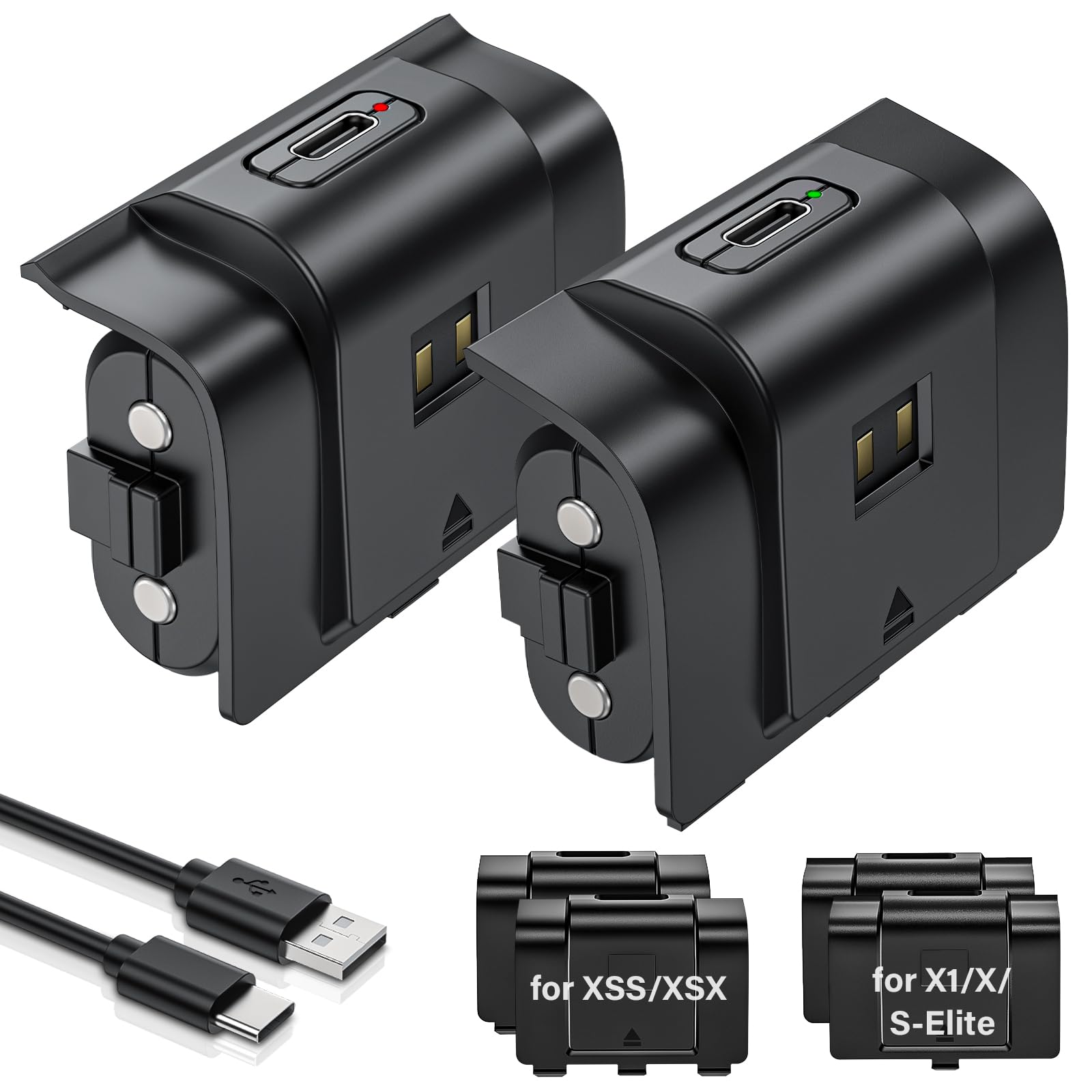 Rechargeable Controller Battery Pack for Xbox,2x4800mWh(2000mAh) Batteries Pack 