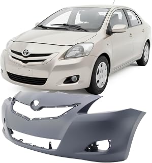FitParts Compatible with Toyota Yaris 2007–2012 Front Bumper Cover | Primed, With Fog Light Holes, Without Parking Sensor Holes, Sedan, Ready to Paint, OEM 5211952934, TO1000321
