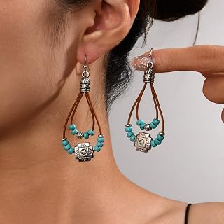 Western Outfit Earrings for Women Bohemian Turquoise Dangle Country Concert Western Jewelry Accessories