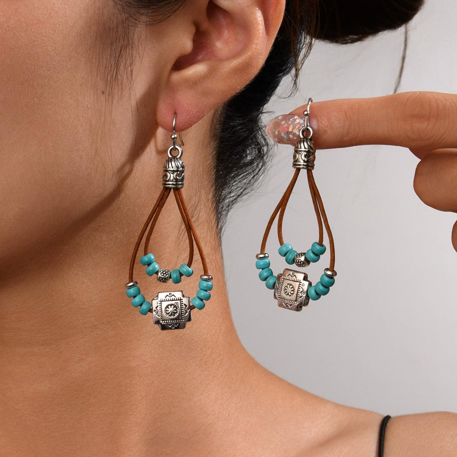 Western Outfit Earrings for Women Bohemian Turquoise Dangle Country Concert West