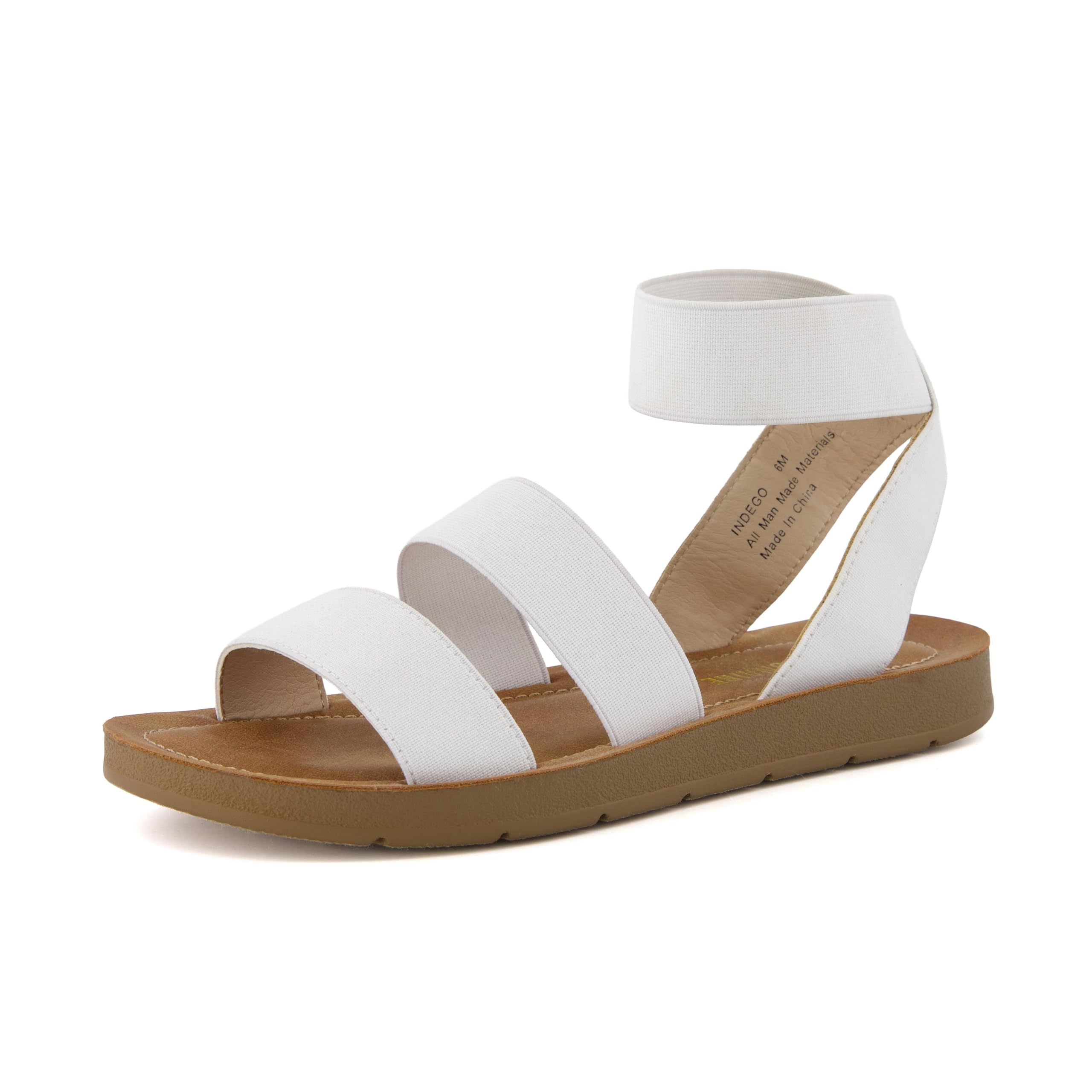 CUSHIONAIRE Indego Strappy Flat Sandals for Women with Elastic Upper, Arch Suppo