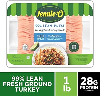 JENNIE-O 99% Lean / 1% Fat Ground Turkey Breast, All Natural, 1lb Tray | Fresh Extra Lean Ground Turkey Breast, 28g Protein. Gluten-free, Perfect for Tacos, Lettuce Wraps and Meal Prep