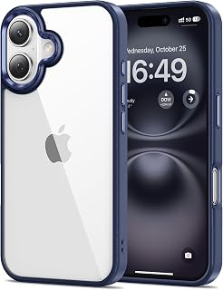 HOOMIL Case for iPhone 16 6.1-Inch, Non-Yellowing, Drop Protection, Anti-Scratch Transparent Hard Back Phone Cover - Blue