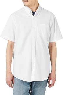 Amazon Essentials メンズ オックスフォードシャツ ワイシャツ ポケット付き スリムフィット 半袖