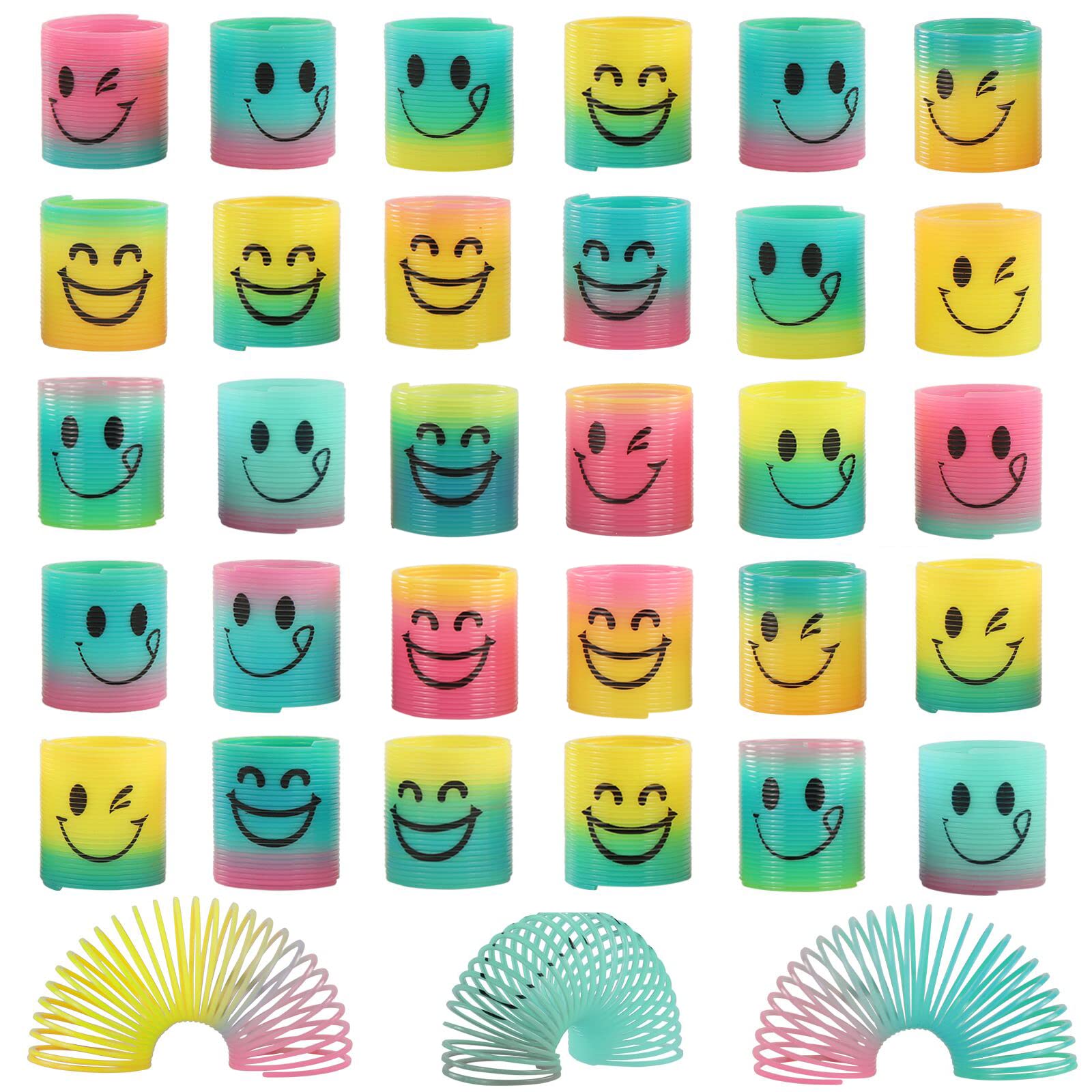 30 Pack Spring Rainbow Magic Fidget Stress Coil Mini Springs Bulk Toys for Party