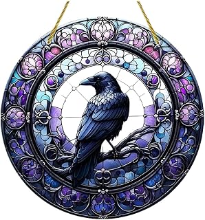 Colorful Acrylic Circle Hanging Ornaments, Elegant Nightingale Window Pendants for Home Decor