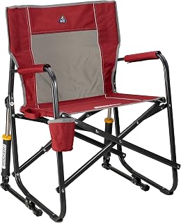 GCI Outdoor Freestyle Rocker Camping Chair - Cinnamon | Patented Spring-Action Rocking, Fold-Flat Steel Frame, Mesh Backrest, Cup Holder, 250 lb Capacity