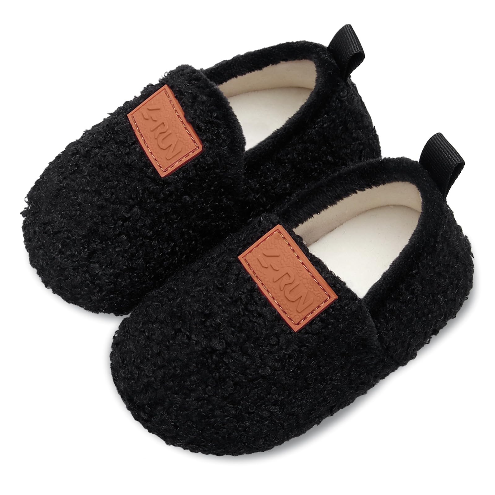 L-RUN Baby Boys Girls Wool Like House Slippers Kids Light Weight Anti-Skid Shoes