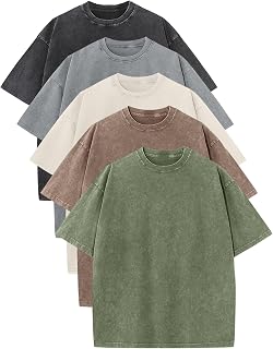 Ogfao Mens Shirts Oversized T Shirts Cotton Acid Wash Unisex Baggy Tees Loose Fit Vintage Heavyweight Comfort T-Shirt