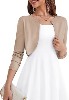 Women's Long Sleeve Cropped Cardigan Open Front Bolero Shrugs