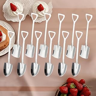 Dessert Spoons Set of 12 Stainless Steel Shovel Shape Ice Cream Fruit Spoons for Home Kitchen Restaurant