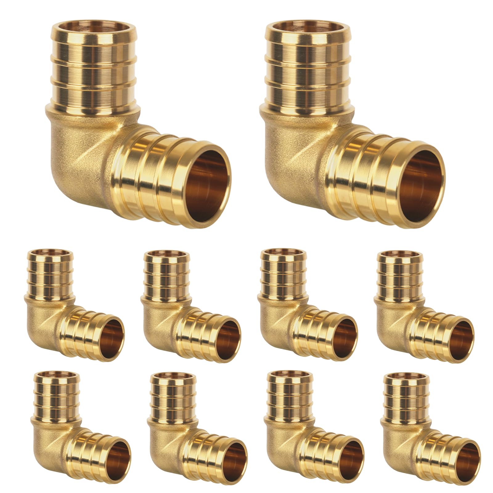 KAINGA 10 Pack Pex Fittings, 1" Pex 90 Degree Elbow, Heavy-Duty Brass Crimp Fitt