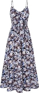GRACE KARIN Womens Floral Spaghetti Straps Spaghetti Strap Sundress Backless Long Dress
