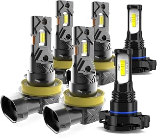 LED Headlight Bulbs Fit for Chrysler Town Country 2010-2016,H11 H11 5202 High Low Beam Fog Lights Led Headlights,1:1 Design 6000K Cool White Super Bright Headlight Bulb Kit,6-Pack