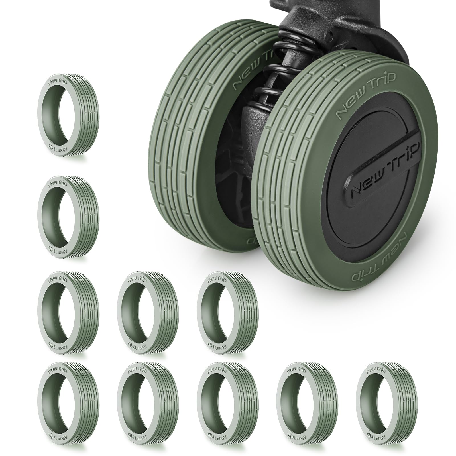 New Trip Set of 10 Caster Covers, Suitcase, Tire Covers, Carrying Case, Wheel Co