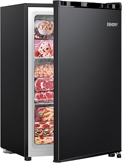 EUHOMY 3.0 Cu.ft Upright Mini Freezer, Small Freezer, Black | 5-Level Thermostat, -7°F to 11°F, Adjustable Shelves, Reversible Door, Low Noise, Dorm Use, Compressor Cooling