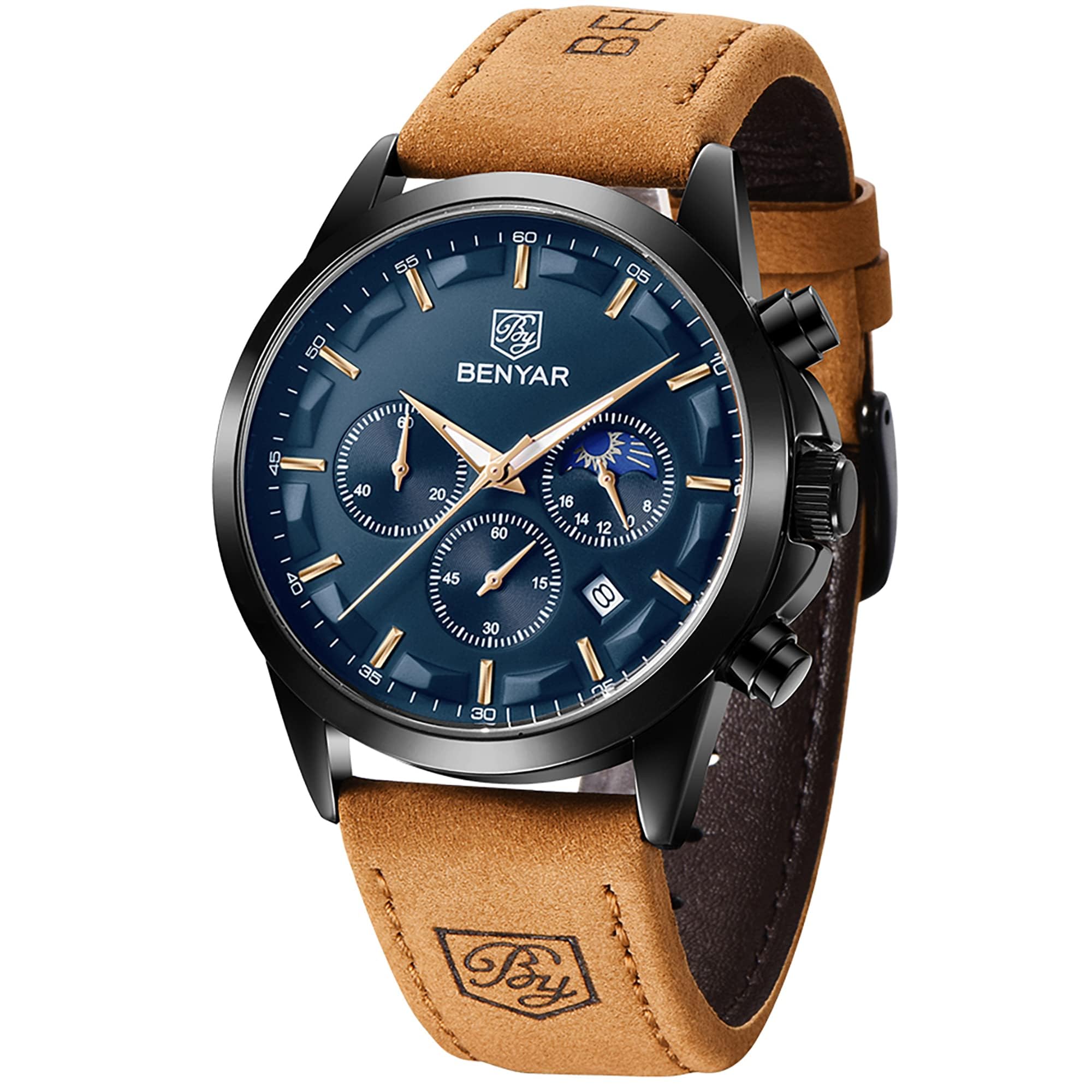 BENYAR Fashion Men's Quartz Chronograph, Waterproof, Stainless Steel, 30 m Water