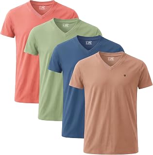 3 Pack 4 Pack Men's Short Sleeve Long V-Neck T Shirts Comfortable V-Neck T-Shirts for Gym, Running, Workout and Casual Outings