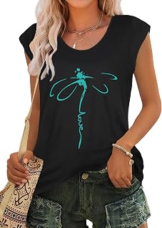 JOELLYUS レディース サマートップス カジュアル ルーズキャップスリーブ Tシャツ ベーシック ドレッシーTシャツ ブラウス 2026