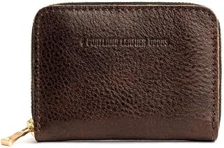 Portland Leather Goods Women's Small Zip Wallet – Expandable Design with Zipper Closure, 4 Card Slots, 2 Cash Slots & Zippered Coin Pocket – Handmade from the Finest Full-Grain Hides, Coldbrew, Zip