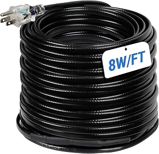 Eastrexon 152FT Heat Tape for Roof and Gutters, 8 Watts/ft Roof Heat Cable | 60PCS Clips & Spacers, Self-Regulating Heat Cable, Roof Snow De-Icing Kit for Ice Dam & Pipe Freeze Prevention