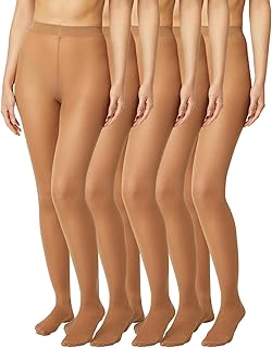 FM London 5 Paia di Collant Donna 40 Den, Design Elasticizzato e Resistente