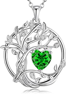 S925 Sterling Silver Tree Of Life Birthstone Necklace Jewelry For Women