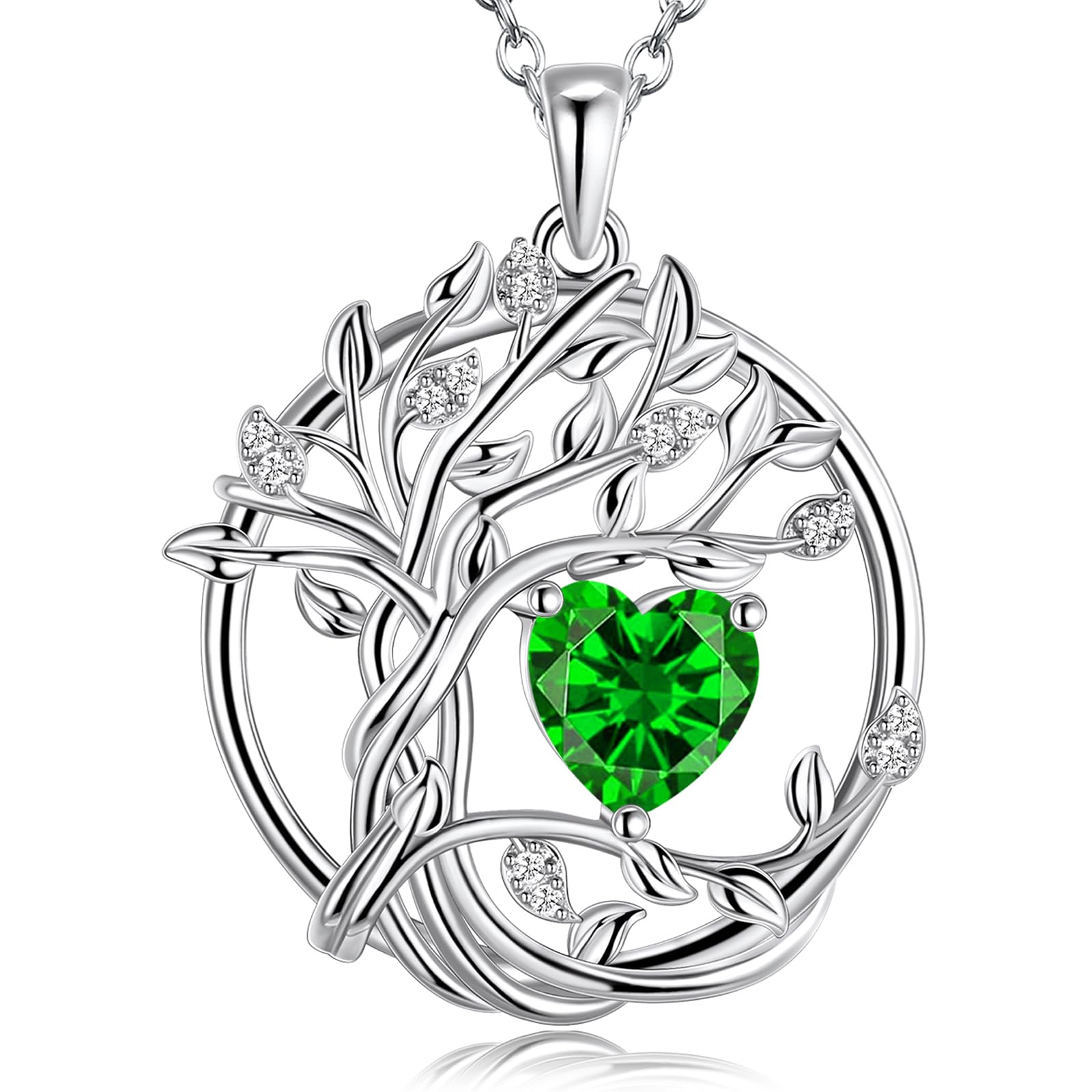 S925 Sterling Silver Tree Of Life Birthstone Necklace Jewelry For Women