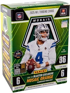 2025–26 Panini Mosaic Football Blaster Box – Retail Exclusive Mosaic Parallels & Inserts – NFL Trading Cards – Sealed Retail Box