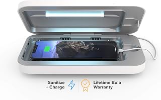 PhoneSoap 3 UV Phone Sanitizer Box & Dual Charger, Patented 360° UVC, White | Patented, Clinically Tested, Kills 99.9% of Germs, Fits All Phones, Charges 2 Devices, 10-Min Cycle