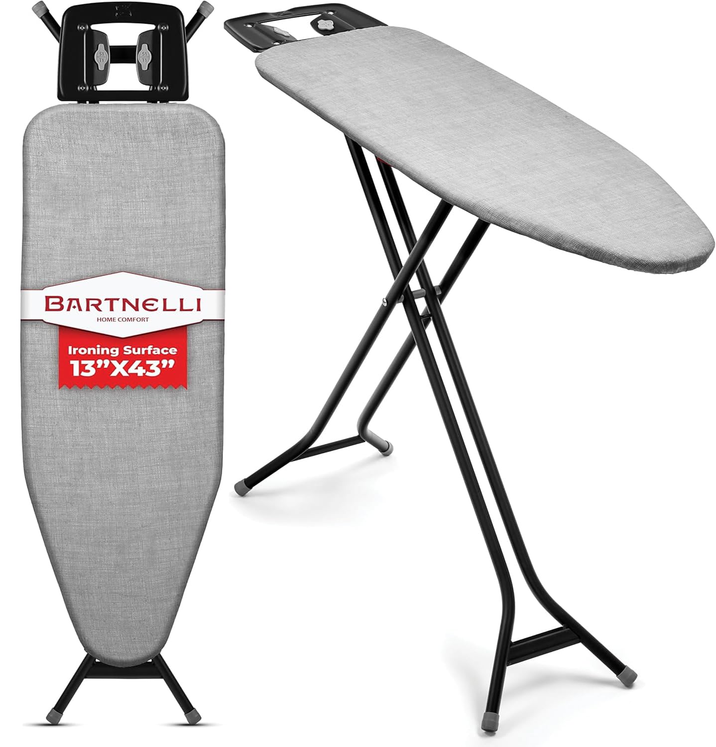 Bartnelli Extreme Stability Ironing Board & Iron Rest 43x13 Iron Surface | Heavy