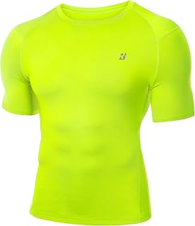 Roadbox Mens Compression Shirt Short Sleeve, Cool Dry Football Base Layer