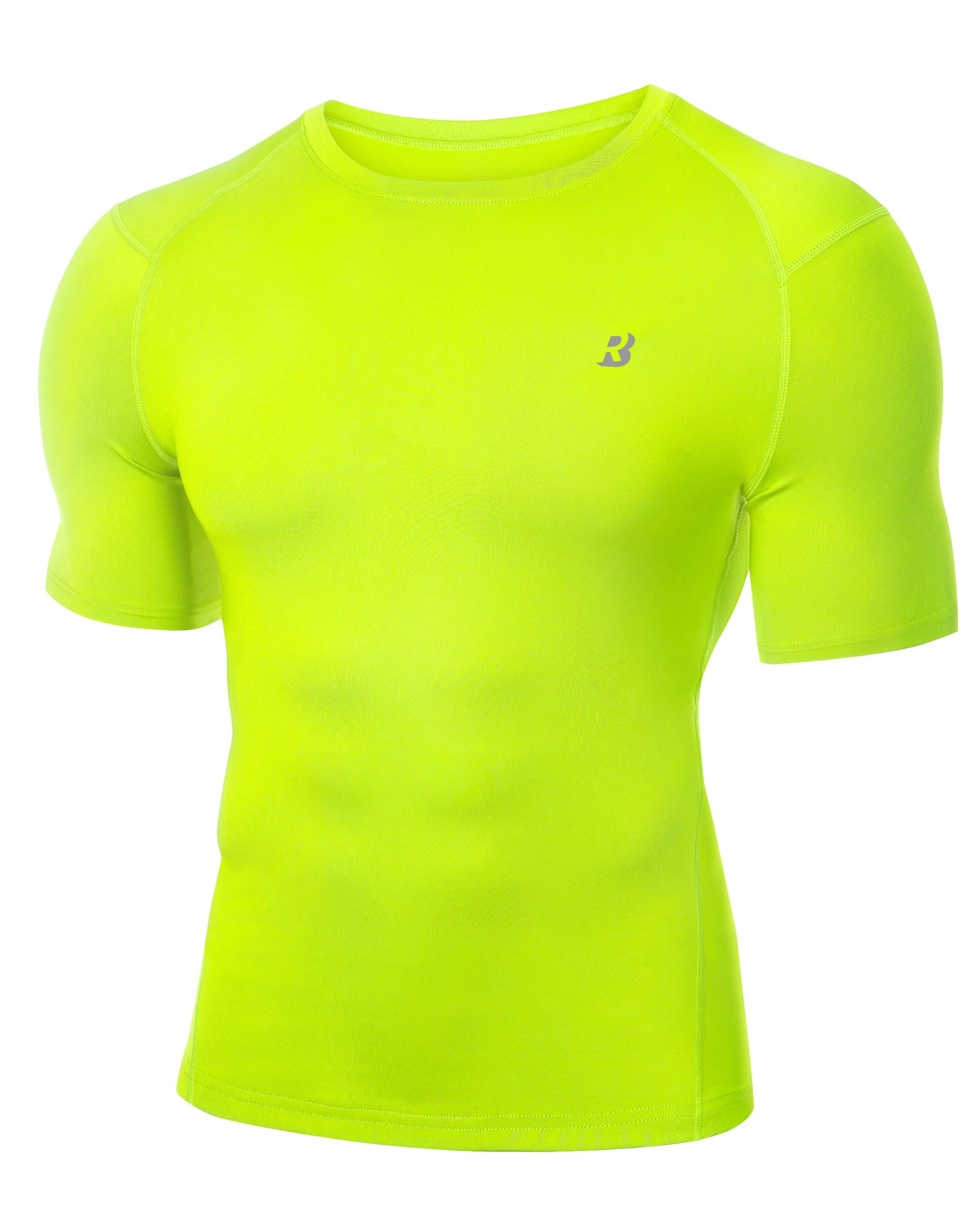Roadbox Mens Compression Shirt Short Sleeve, Cool Dry Football Base Layer