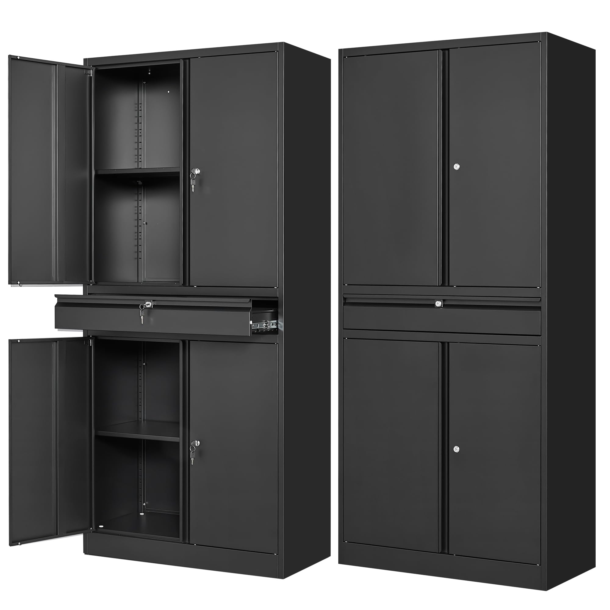 Letaya Metal Garage Storage Cabinet with Drawer,4 Door Tool Cabinet with Lock-2 