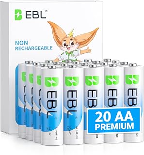 EBL AA Batteries 20 Pack Non-Rechargeable 1.5V Alkaline Double A Batteries