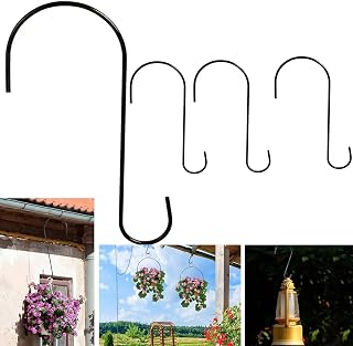 Tree Branch Hooks 12 Inch - Metal Hooks for Hanging Bird Feeders, Baskets, Plants, Lanterns and Ornaments - Set of 4