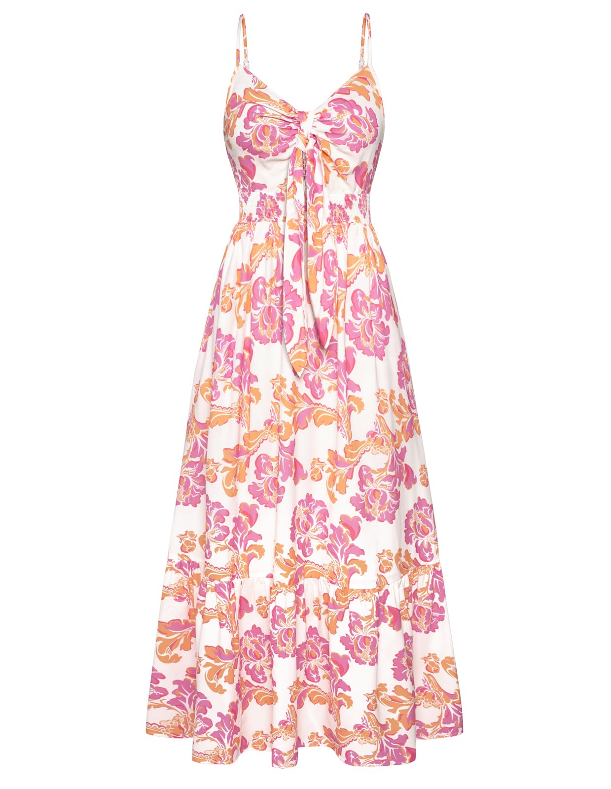 GRACE KARIN Women Long Floral Flowy Swing Dresses Spaghetti Strap Beach Swing Su