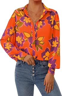 PRETTYGARDEN 2025 Women Floral Blouses V Neck Casual Dress Blouses Long Sleeve Chiffon Boho Shirts Autumn Tops