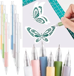 Lanties 6 Pieces Pen Knife Paper Cutting Knife Tools,Multiple Colors | Precision Carving Pen for Stencil Art Scrapbooking, Dual-tip Design Precision Tool, Replacement Blades for Paper Projects